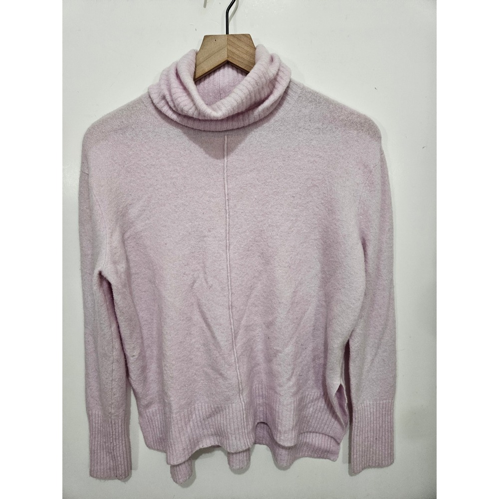 Athleta S Extra Fine Merino Wool Turtleneck Sweater Pink Cozy Oversized Tunic